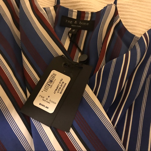 NWT Rag & Bone Felix blue multi silk jumpsuit - Picture 6 of 6